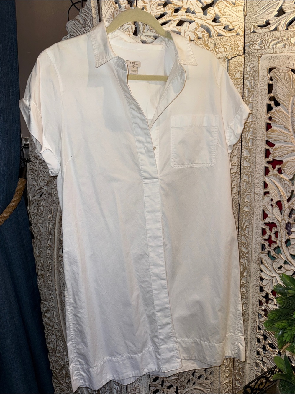 J. Crew White Casual Button-Down Shirt Dress - Picture 2 of 5